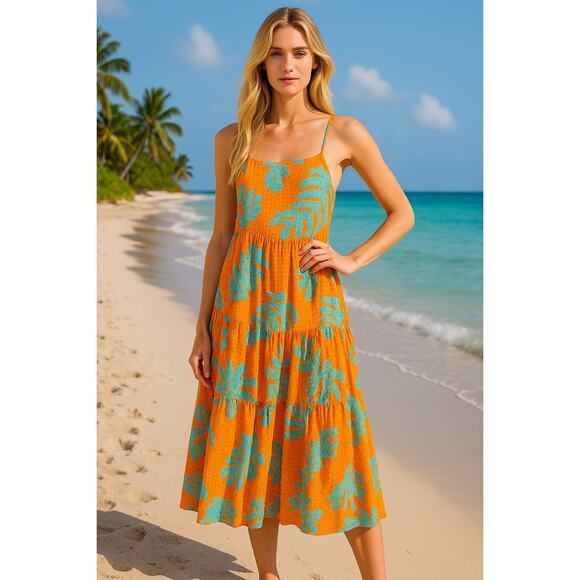NWT SOLID & STRIPED The Addison tiered printed broderie anglaise midi dress. XS - Picture 1 of 10